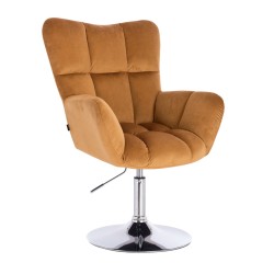 Honey velour cosmetic chair chrome