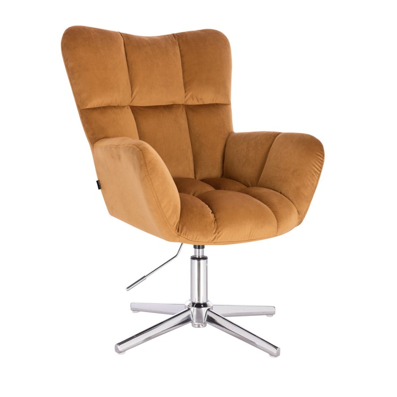 Honey velour chair chrome base