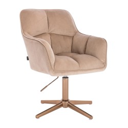 Latte velvet chair gold cross-base