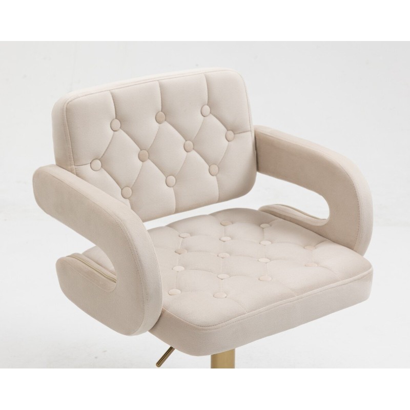 Cream velour cosmetic chair gold