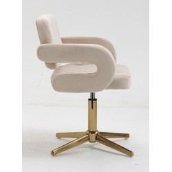 Cream velour chair gold base