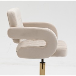Cream velvet chair gold cross-base