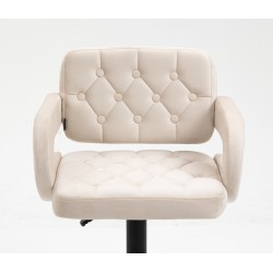 Cream velour cosmetic chair black