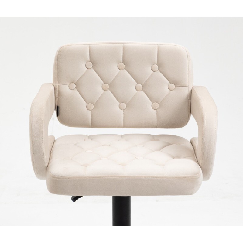 Cream velour cosmetic chair black
