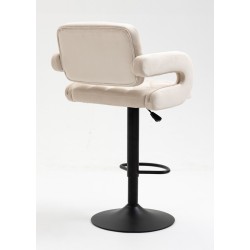 Cream velour stool black base