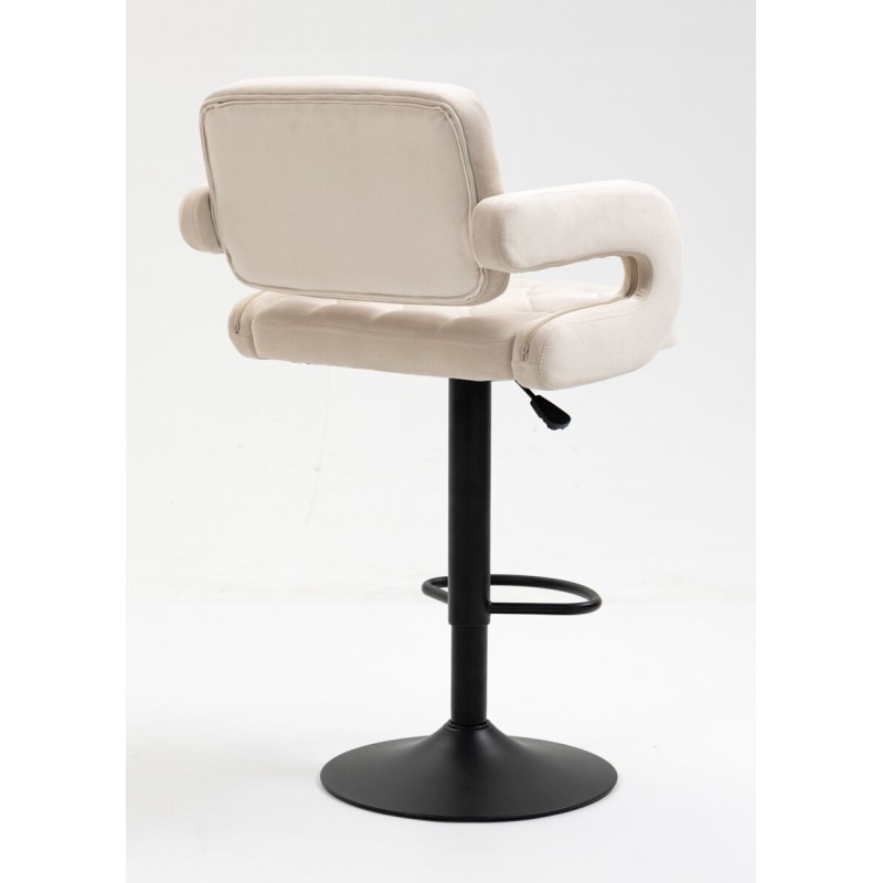 Cream velour stool black base