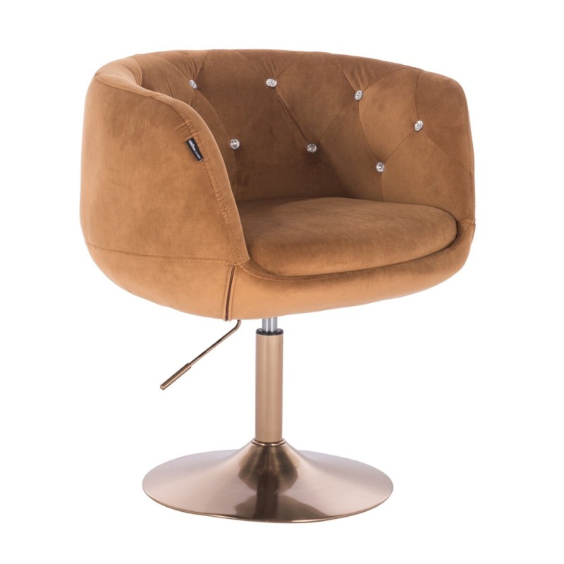 Honey velour chair gold base
