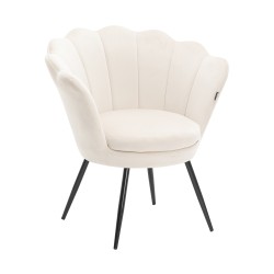 Cream velour armchair black legs