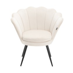 Cream velour armchair black legs