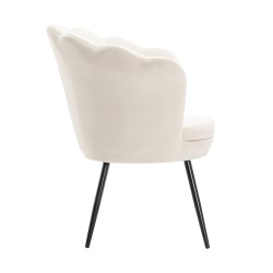 Cream velour armchair black legs