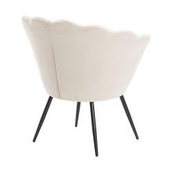 Cream velour armchair black legs