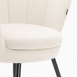 Cream velour chair, black legs
