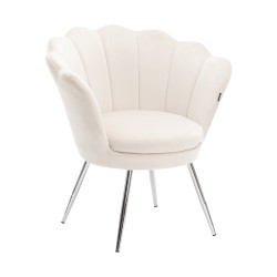 Cream velour shell chair chrome legs