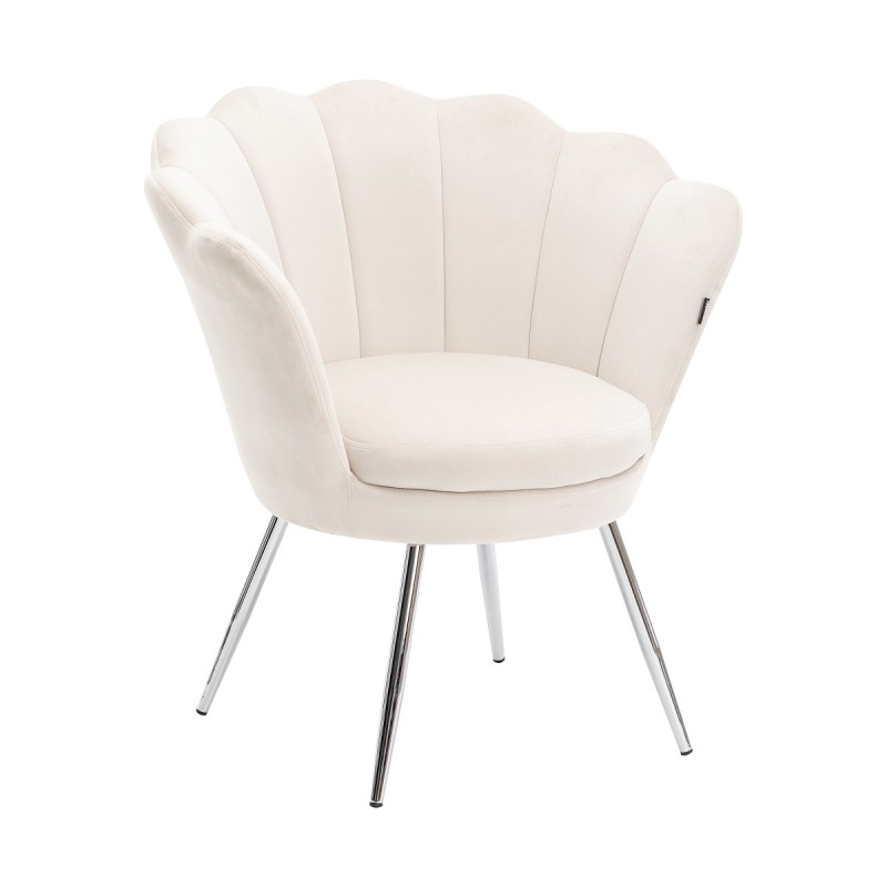 Cream velour shell chair chrome legs