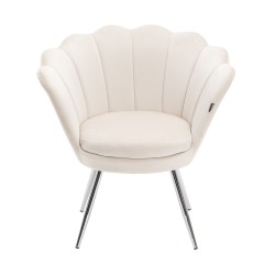 Cream velour cosmetic chair chrome-legs