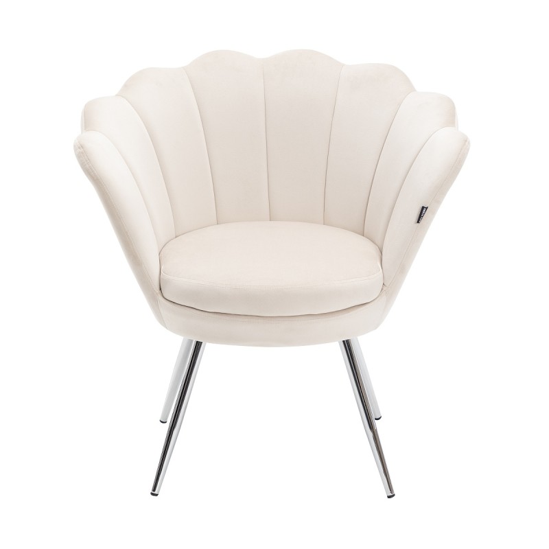 Cream velour cosmetic chair chrome-legs