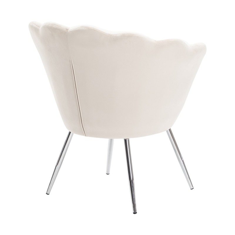 Cream velour chair chrome legs
