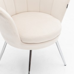 Cream velour shell chair chrome