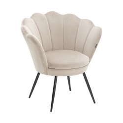 Latte velour chair black legs