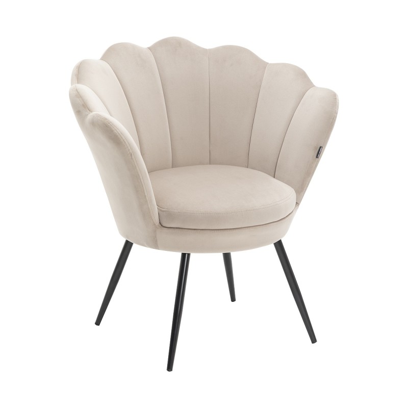 Latte velour chair black legs