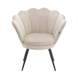 Latte velvet armchair black legs