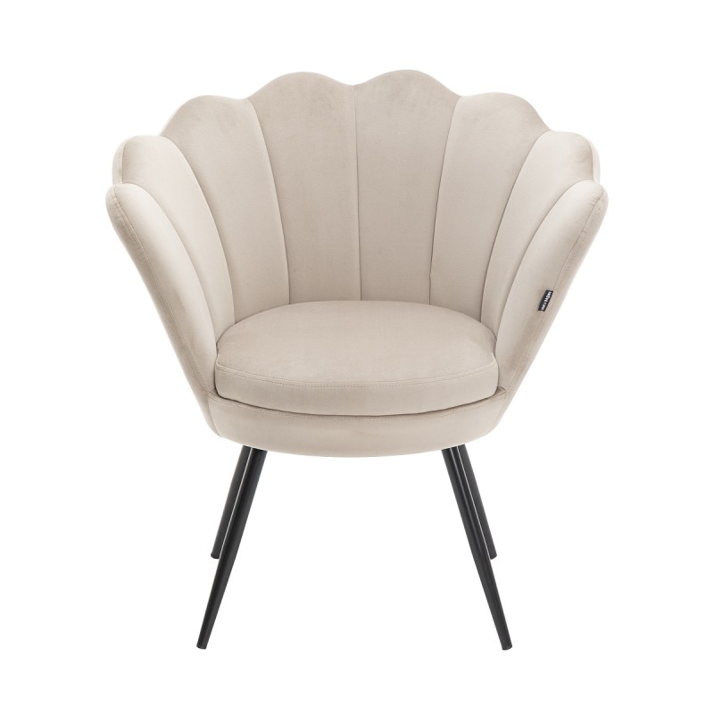 Latte velvet armchair black legs