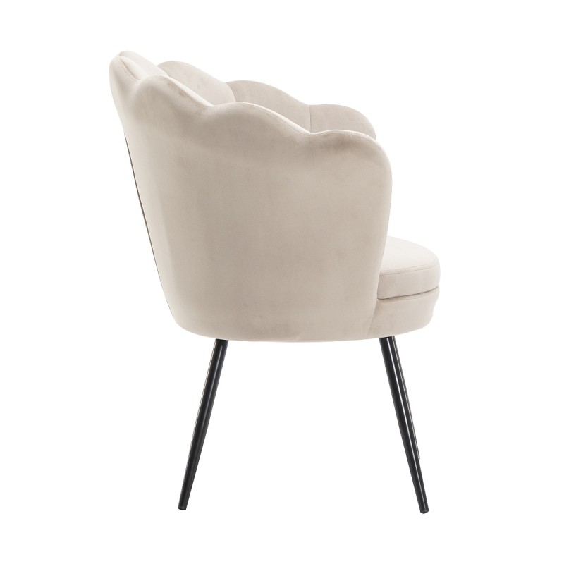 Latte velvet chair black legs