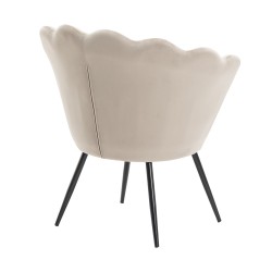 Latte velvet armchair black legs