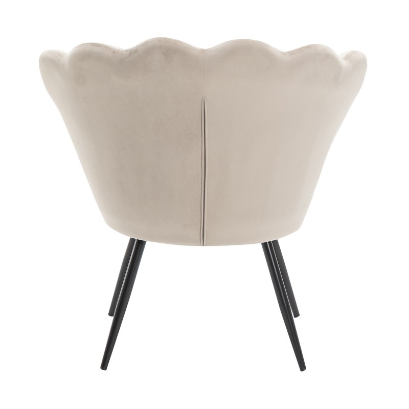 Latte velour armchair black legs