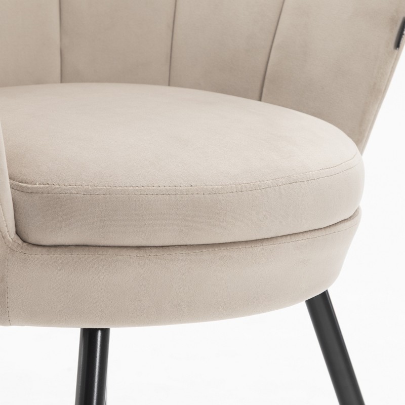 Black-legged latte velvet shell chair