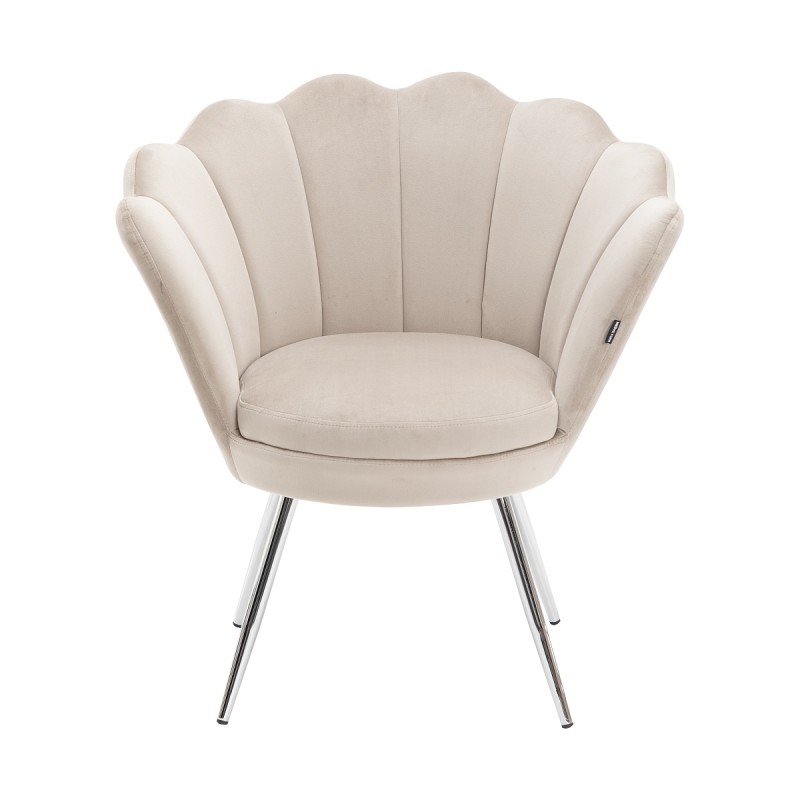 Latte velour shell chair chrome