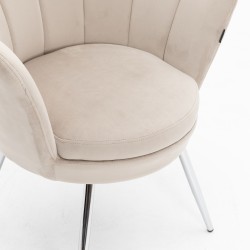 Latte velvet shell chair chrome
