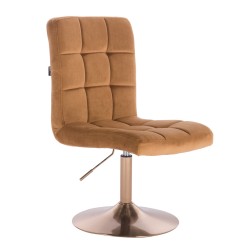 Honey velvet cosmetic chair, gold base