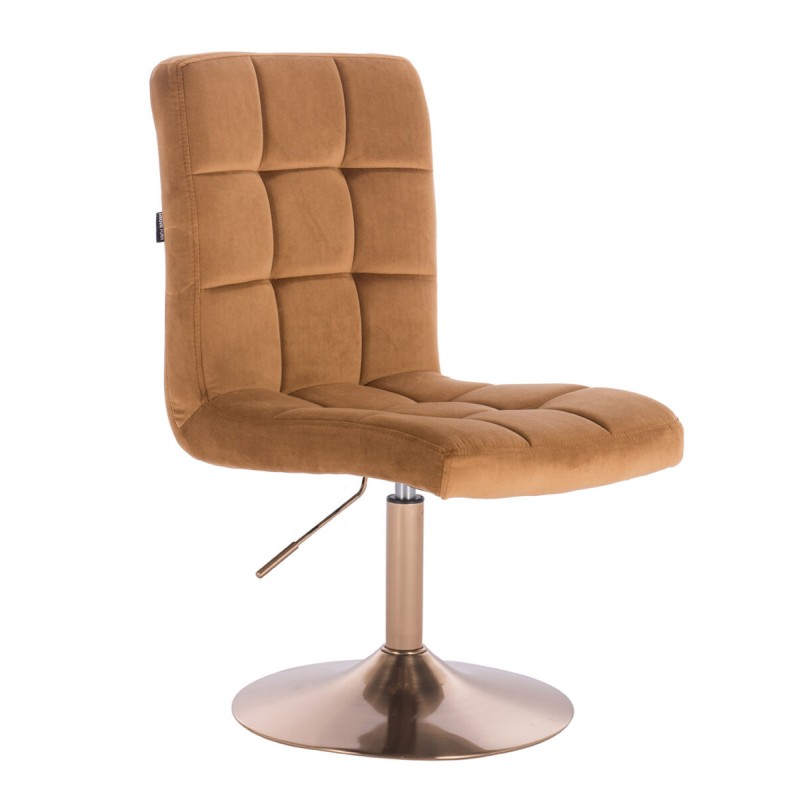Honey velvet cosmetic chair, gold base