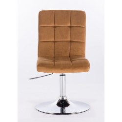 Latte velour cosmetic chair chrome