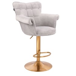 Steel-gray velvet chair, gold base
