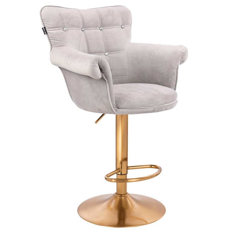 Steel-gray velvet chair, gold base