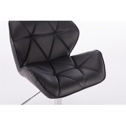 Black eco-leather chair, silver cross-base