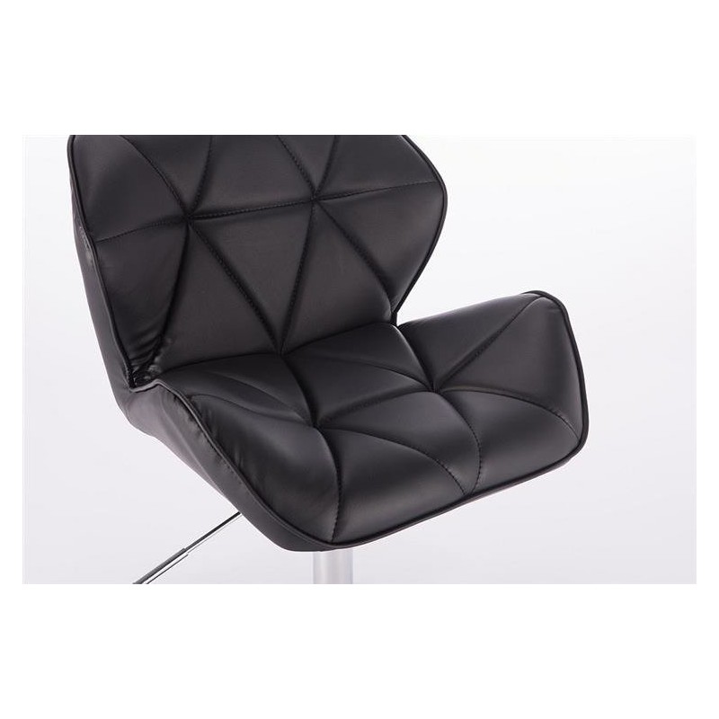 Black eco-leather chair, silver cross-base