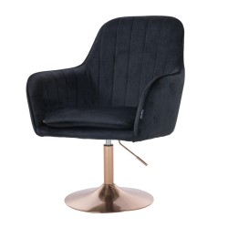 Fotel Hr2022N Czarny Welur Złota Podstawa