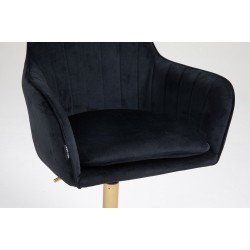 Fotel Hr2022N Czarny Welur Złota Podstawa