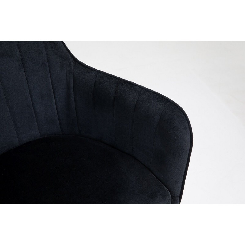 Fotel Hr2022N Czarny Welur Złota Podstawa