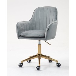 Fotel Hr2022K Stalowy Welur Złota Podstawa