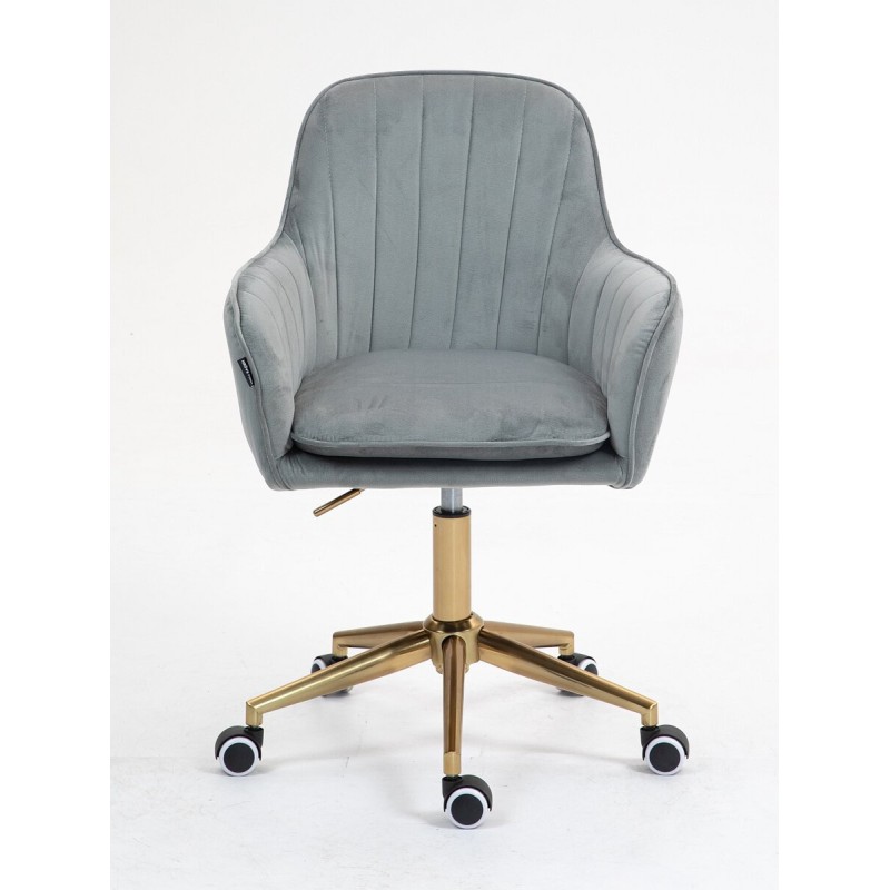 Fotel Hr2022K Stalowy Welur Złota Podstawa