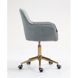 Fotel Hr2022K Stalowy Welur Złota Podstawa