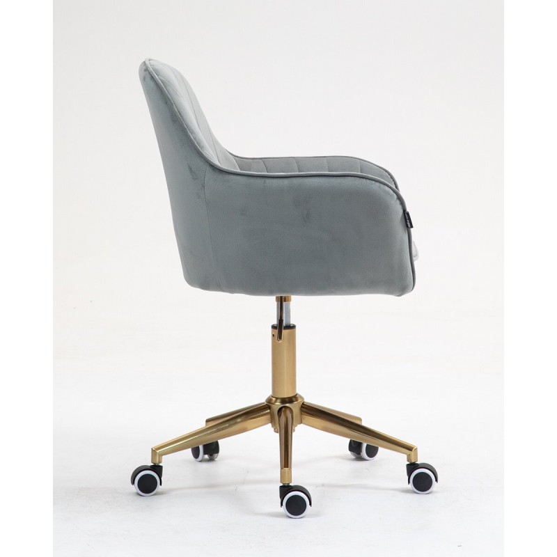 Fotel Hr2022K Stalowy Welur Złota Podstawa