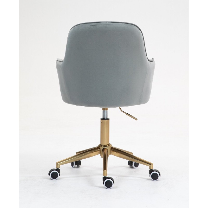 Fotel Hr2022K Stalowy Welur Złota Podstawa