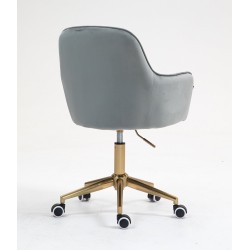 Fotel Hr2022K Stalowy Welur Złota Podstawa