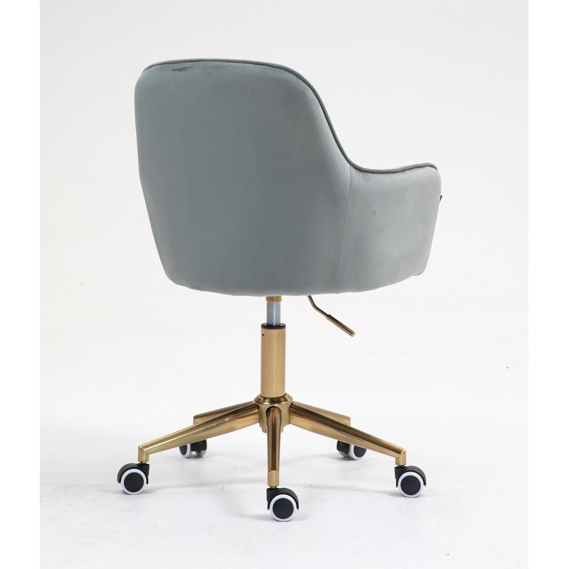 Fotel Hr2022K Stalowy Welur Złota Podstawa