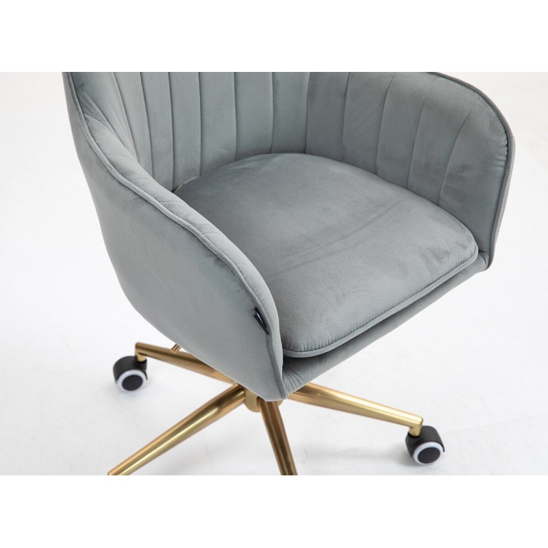 Fotel Hr2022K Stalowy Welur Złota Podstawa